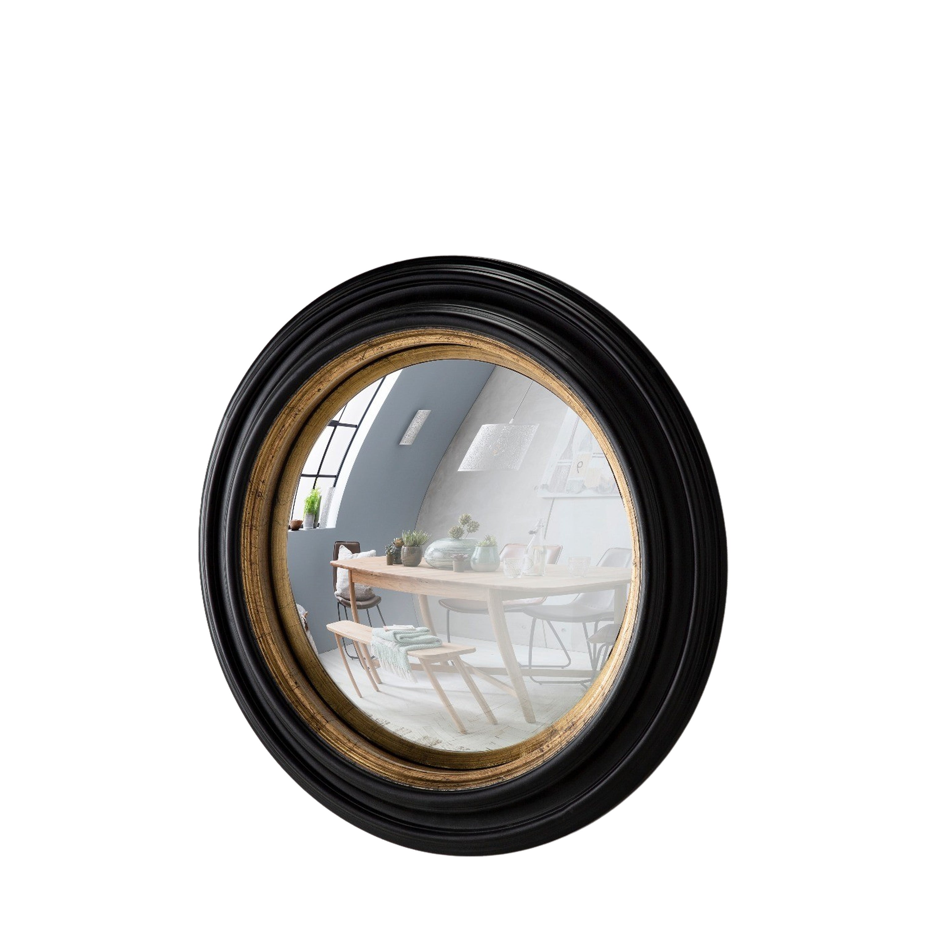 Silas Black & Gold Convex Wall Mirror | Large